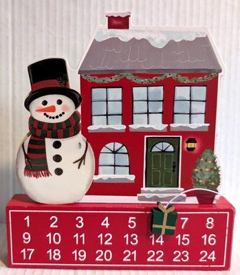 Christmas Countdown to Christmas Advent Calendar Snowman Magnetic Wood 7.5''