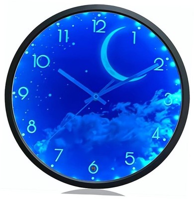  12 Inch Night Light Wall Clock, Glow in The Dark Large Digital Blue Moon