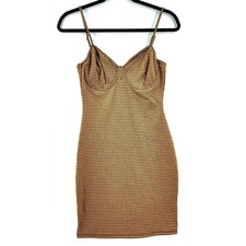 Y2K Brown Black Houndstooth Bodycon Mini Dress Sz S Dark Academia Retro Preppy