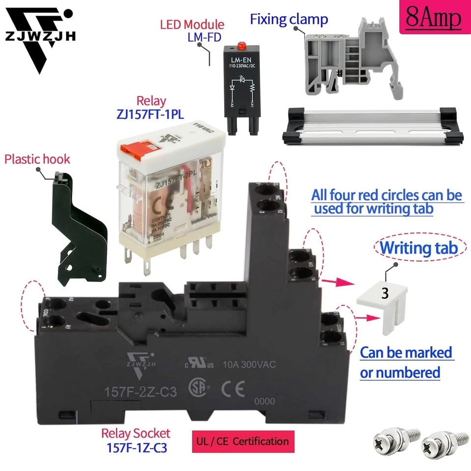 Mini Relay Switch 6 Pcs 8Amp DPDT 110V 120V AC  Certified - Image 4 of 4