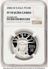 2006-W Proof Platinum Eagle 1 oz Brown Label NGC PF70 3562.00 per troy oz