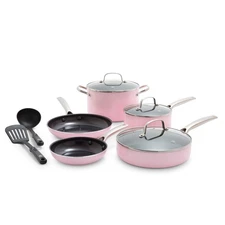 10 Piece Nonstick Cookware Set, Diamond Ceramic Pots & Pans, Dishwasher & Met...
