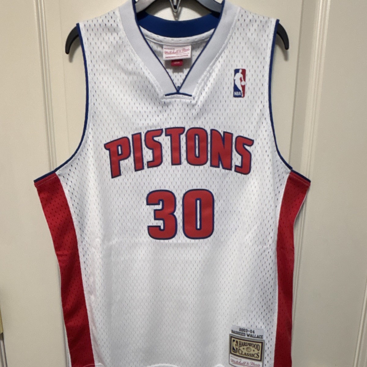 Mitchell & Ness Rasheed Wallace #30 Detroit Pistons White Red Blue