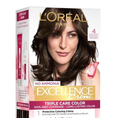 L'Oreal Paris Permanent Hair Color Creme (4 Natural Brown) - 70ml+100gm