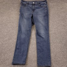 NYDJ Marilyn Straight jeans Womens Sz 14W 34x28 High Rise Stretch Blue