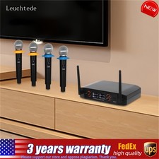 Pro 4 Channel UHF Wireless Audio Microphone Cordless Handheld Mic System Party