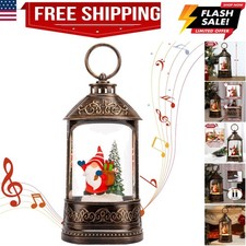 Christmas Snow Globe Lantern, Glitter Lighted Gnomes Snow Globe with Music,Mu...