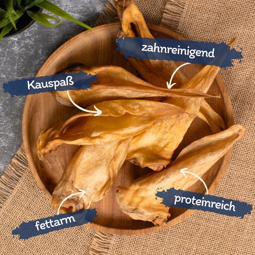100 Stück Rinderohren ca 3 kg Kauartikel 3000 g Hundefutter Ohren Rind Lyra Pet® - Bild 2 von 7
