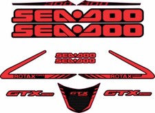 SEADOO GTX 300 LIMITED 2018 Graphics / Decal / Sticker Kit CUSTOM RED & BLACK