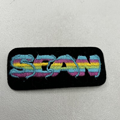 Vintage NAME SEAN Patch BLUE Trim RAINBOW Style T088