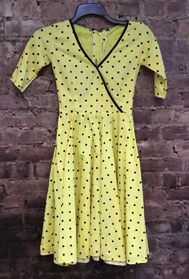 Vintage Yellow Polka Dot Dress Size XS/S | eBay
