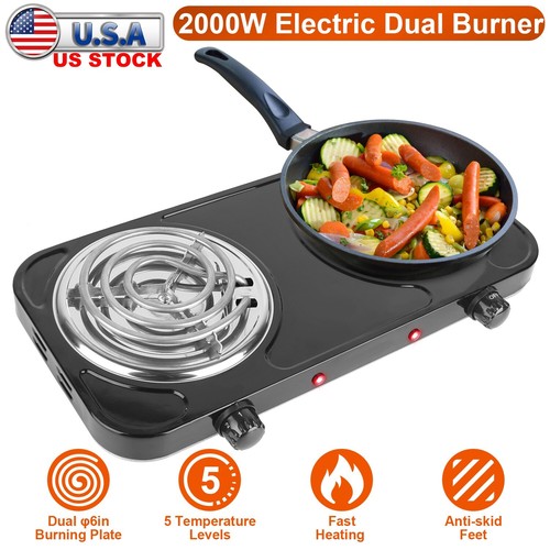 Portable Electric Stove Single/Dual Burner Travel Compact Small Hot Plate Dorm - Picture 2 of 44