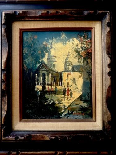 Dipinto vintage GARBER MCM OLIO SU TAVOLA LEGNO INTAGLIATO INCORNICIATO CITTÀ FRANCIA ITALY - Foto 2 di 6