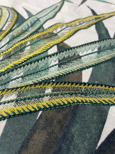 1.5 y Casamance Creation Vert Green Botanical Linen Embroidery Upholstery Fabric - Picture 3 of 12