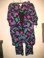 VINTAGE WOMENS 3 PIECE GEOMETRIC PANT, JACKET  CAMISOLE MULTICOLOR SIZE 6