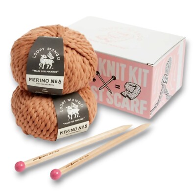 Loopy Mango Merino Wool DIY All You Knit My First Scarf Camel Knitting ...