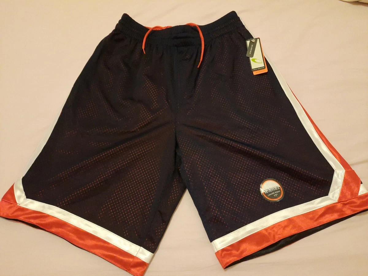 Tek Gear Men's Basketball Shorts Silky Reversible Black Orange White RARE M  NEW!