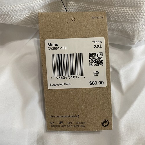 NIKE COURT RAFA NADAL DRI-FIT ADV 7" TENIS SHORTS BLANCO DV2881-100 TALLA XXL $80 - Imagen 10 de 10