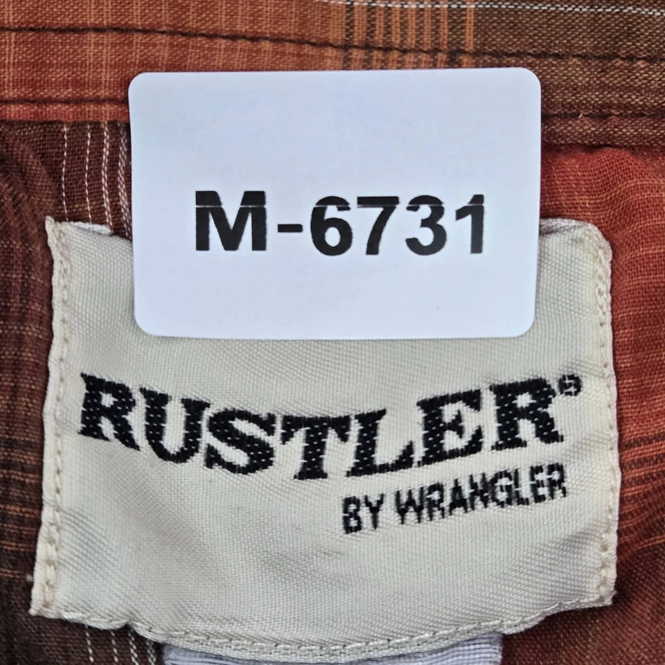 Camisa Rustler Hombres Abotonada XL Marrón Cuadros Western Pearl A Presión Manga Larga LEER Foto 2 de 4