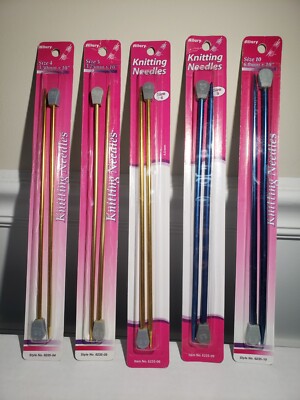 Allary Polished Knitting Needles Sizes 4, 5. 6, 9, 10 ~5 sets total ~ New in Pkg