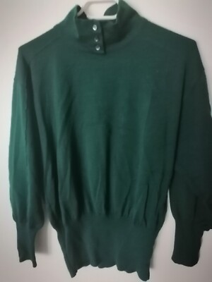 Bode Pullover 60% Wolle Feinstrick Gr. 38 - 40 dunkel grün Stehkragen