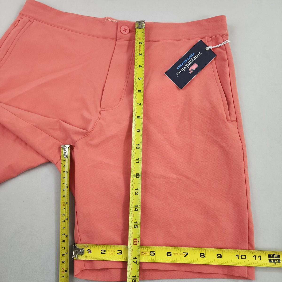 Vineyard Vines Performance Short W 32 9  Poches Fermeture Rose Extensible