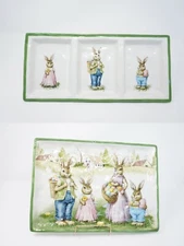 Bunny Rabbit Family Ceramic Tray Platter Plate Easter Spring Serving Dish 