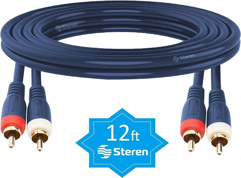 Steren 254-220BL 12-Feet 2RCA-2RCA RCA Audio White Red Plugs Home Theatre Cable - Image 2 of 2
