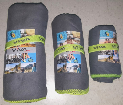 NEU   VIVA living   3x Mikrofaser Handtuch grau 95x160 65x135 50x90 Etikett OVP
