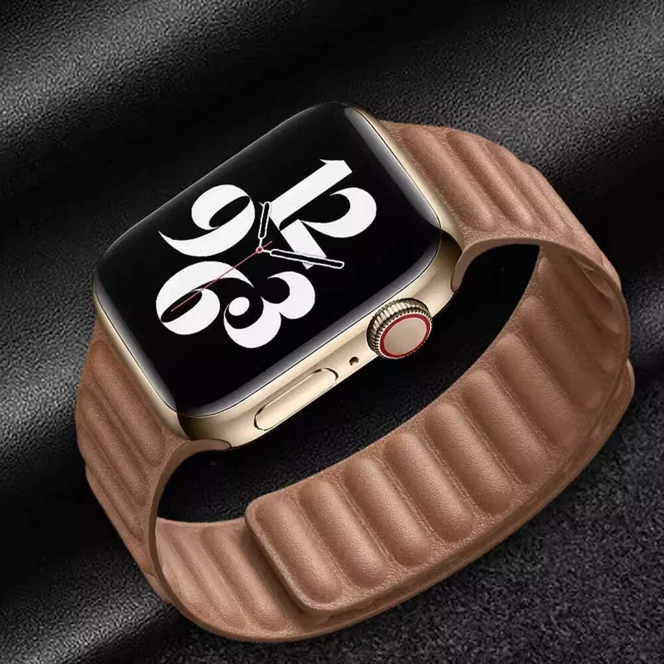 Correa de cuero para Apple Watch 45 mm 41 mm 44 mm 40 mm 49 mm 38 42 mm soporte magnético Foto 4 de 4