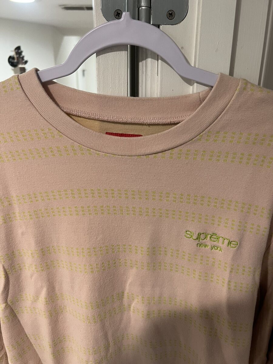 Supreme Dash Stripe Crewneck Sweatshirt Pink Green Rare Supreme Dash Stripe Crewneck Sweatshirt Pink Green Rare