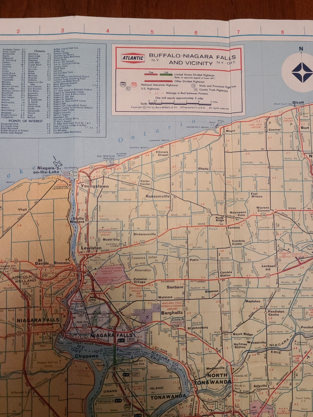 VINTAGE 1969 ARCO ATLANTIC RICHFIELD Road Map BUFFALO ROCHESTER NIAGARA ...