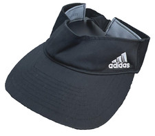 Adidas Hat Cap Sun Visor Strap Back Black Dad Spell Out Logo Golf Clima Lite