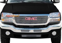Fit 03-06 Gmc Sierra Logo Show 3pc Combo Billet Polished Aluminum Grille on sale Fit 03-06 Gmc Sierra Logo Show 3pc Combo Billet Polished Aluminum Grille on sale