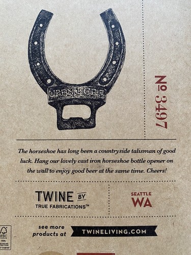 Twine Lucky Horseshoe Bottle Opener Open Here Cast Iron Beer Wall Mount Rustic - Picture 4 of 10