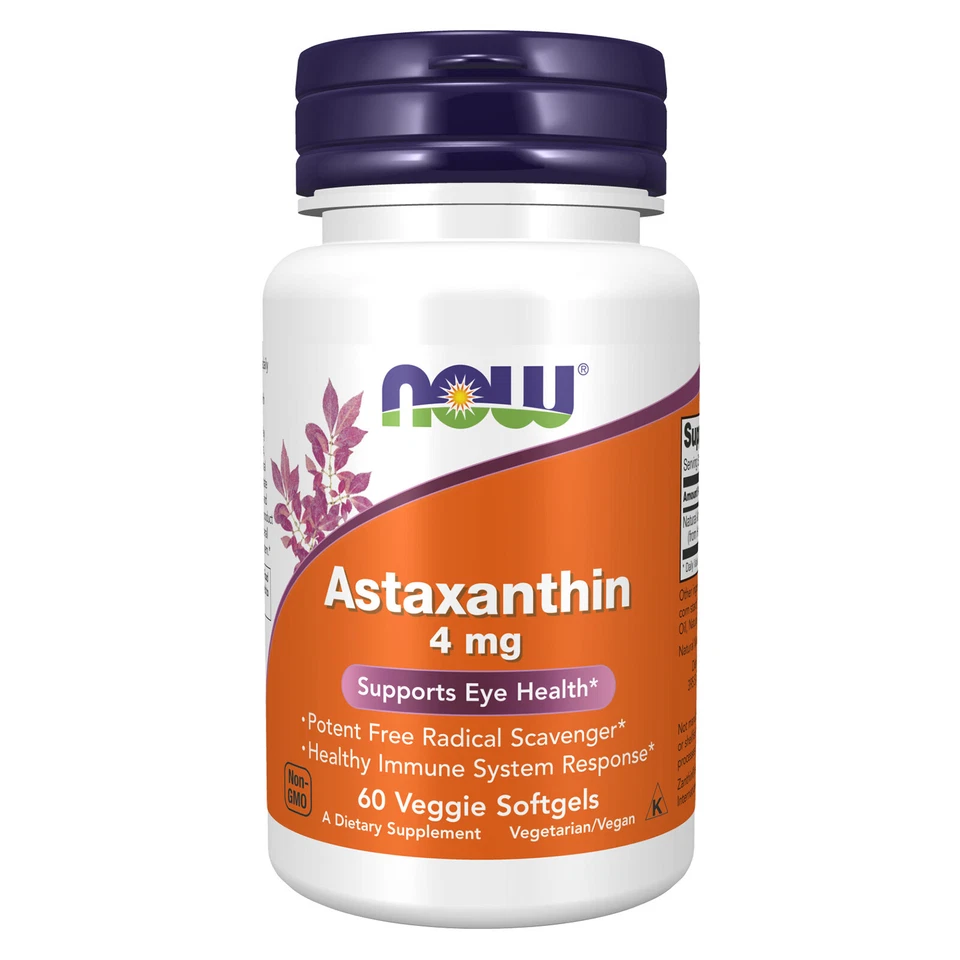 3 x AHORA Astaxantina 4 mg características Zanthin reg; salud ocular 60 cápsulas blandas vegetales Foto 2 de 4