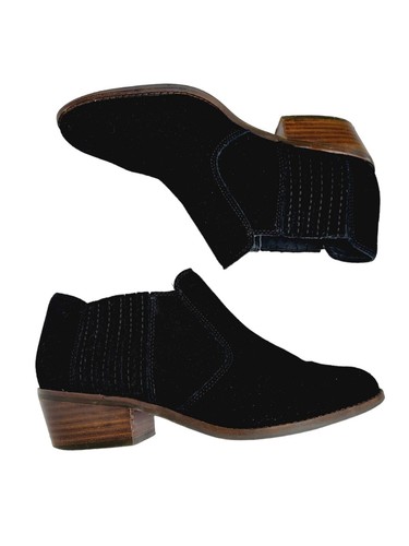 Lucky Brand Womens Folley Black Suede Boots Western Ankle Bootie size 9 Causal - Picture 2 of 12