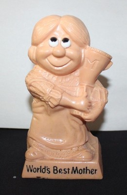 Vtg WR Berries Figure World's Best Mother Retro 1970s Mom MCM Big Eyes Prize
