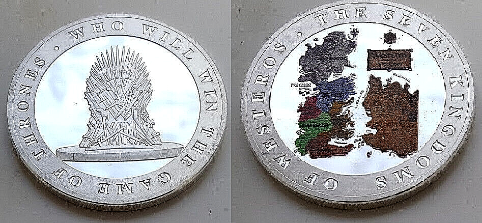 GAME OF THRONES Silver Coin House of the Dragon Fantasy TV Gold