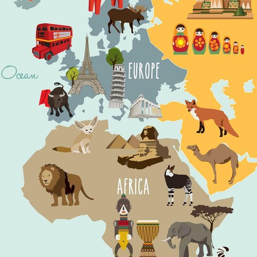 Children's World Map Poster Sticker - Picture 8 of 12