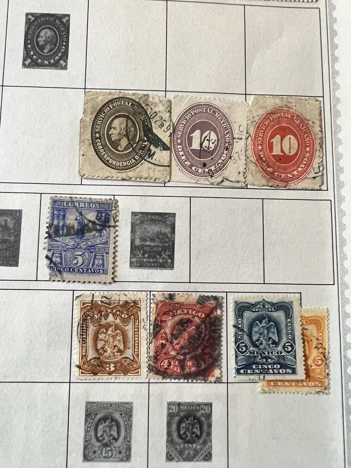 1800 - PRINCIPIOS DE 1900 SELLOS DE MÉXICO EN PÁGINA ÁLBUM ÁGUILAS, FISCAL, ARQUITECTURA Foto 3 de 4