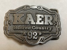 Vintage KAER 92 Country Music Radio Station Western Belt Buckle Sacramento CA