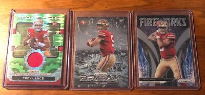 2021 Panini TREY LANCE RC Green Pulsar Patch & Fireworks Break Prizm 49ers