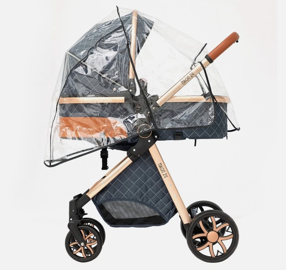 Carrinho de bebê 3 em 1 base de carro com base de assento de carro Isofix Safety bebê super azul - Imagem 2 de 4