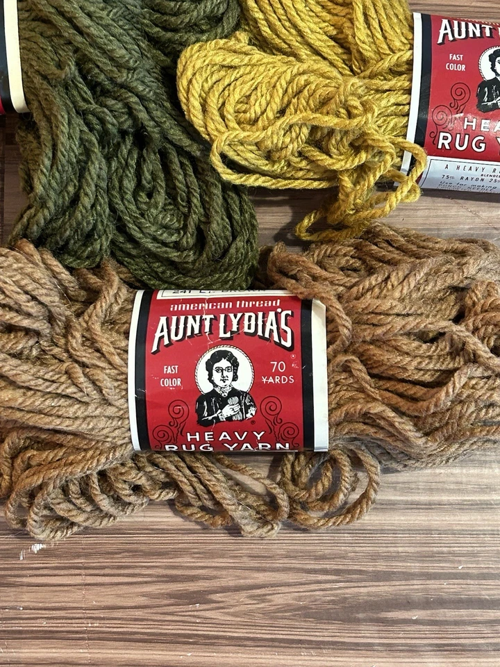 Lot of 3 Aunt Lydia's Heavy Rug 0750 Antique Blue Yarn Lt Brown, Antique, Moss - Image 2 of 4