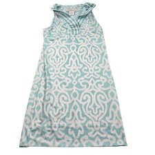 Gretchen Scott Dress Womens Small Blue Geometric Sleeveless V Neck Shift Stretch