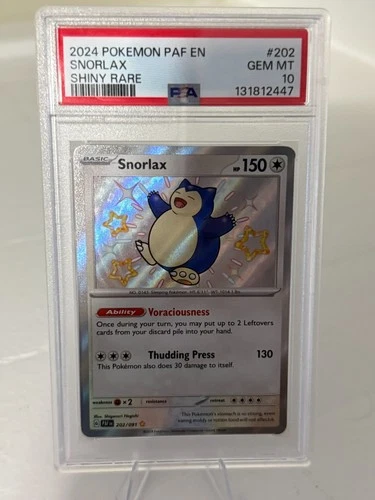 PSA 10 SHINY RARE Snorlax 202/091 SV: Paldean Fates Holo