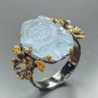 Jewelry gem 17 ct Natural Aquamarine Ring 925 Sterling Silver Size 7 /R469913
