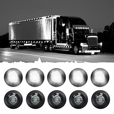 10PCS Sealed Waterproof Smoked 3/4" Mini Round Clearance LED Smoked Lens White