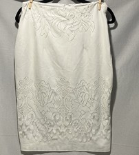 Eva Mendes White Floral Lace Pencil Skirt Knee Length Lined Size 10